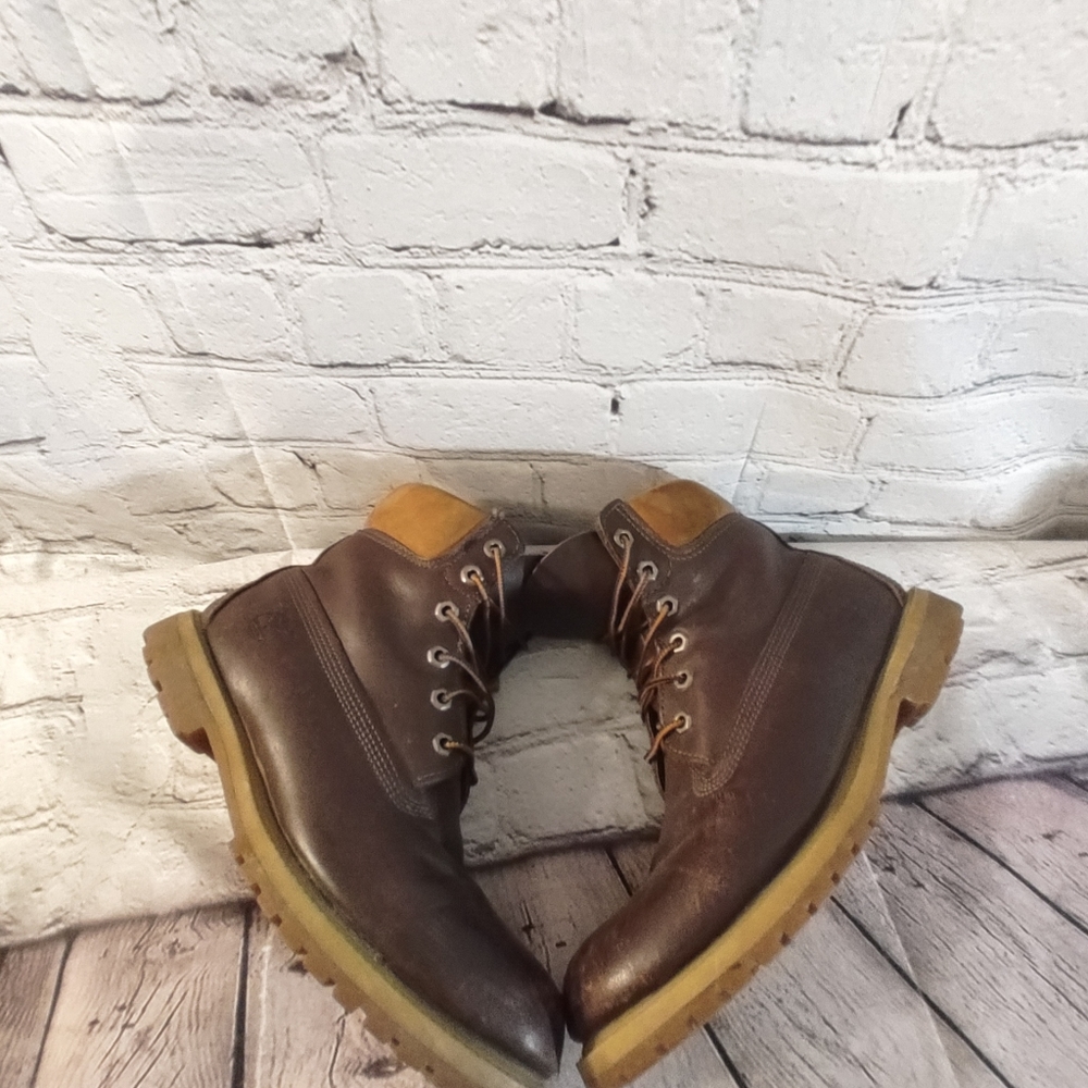 Timberland Lace Up Brown Leather Boots  Two-Tone  9.5 - Picture 9 of 16